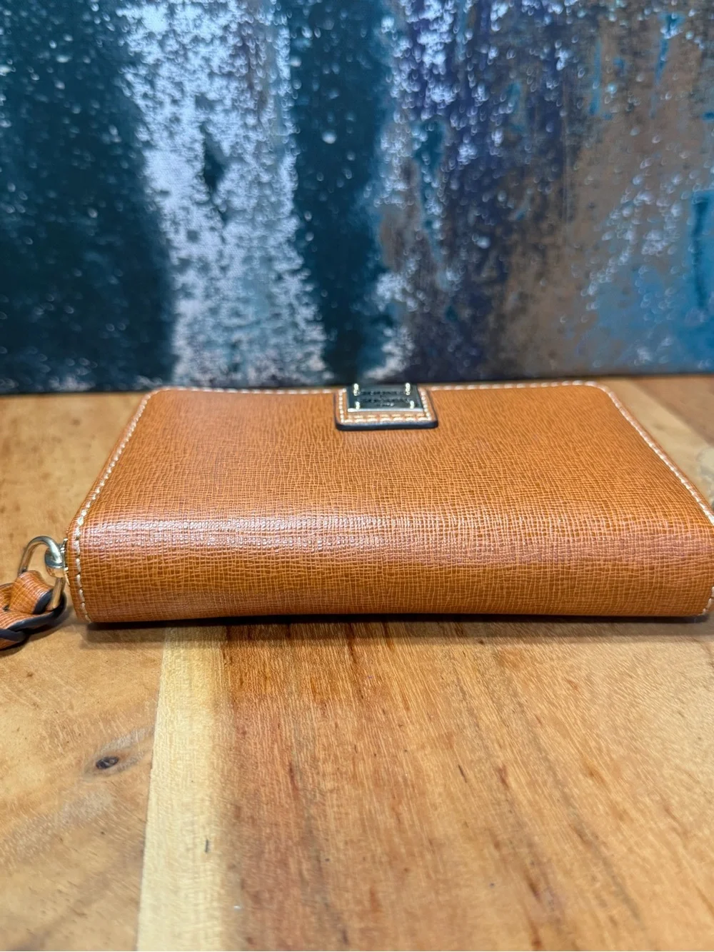 Dooney & Bourke Classic Saffiano Leather Zip Wristlet Wallet Warm Gingerbread